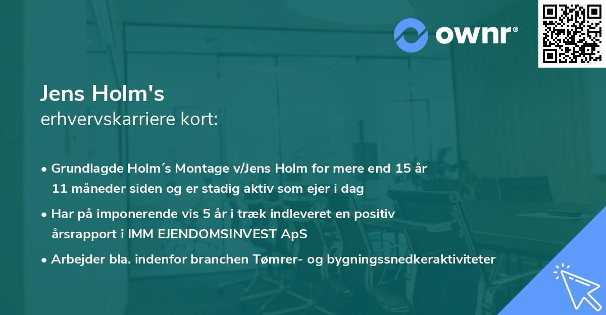 Jens Holm's erhvervskarriere kort