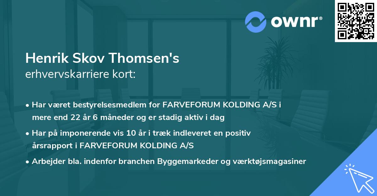 Henrik Skov Thomsen's erhvervskarriere kort