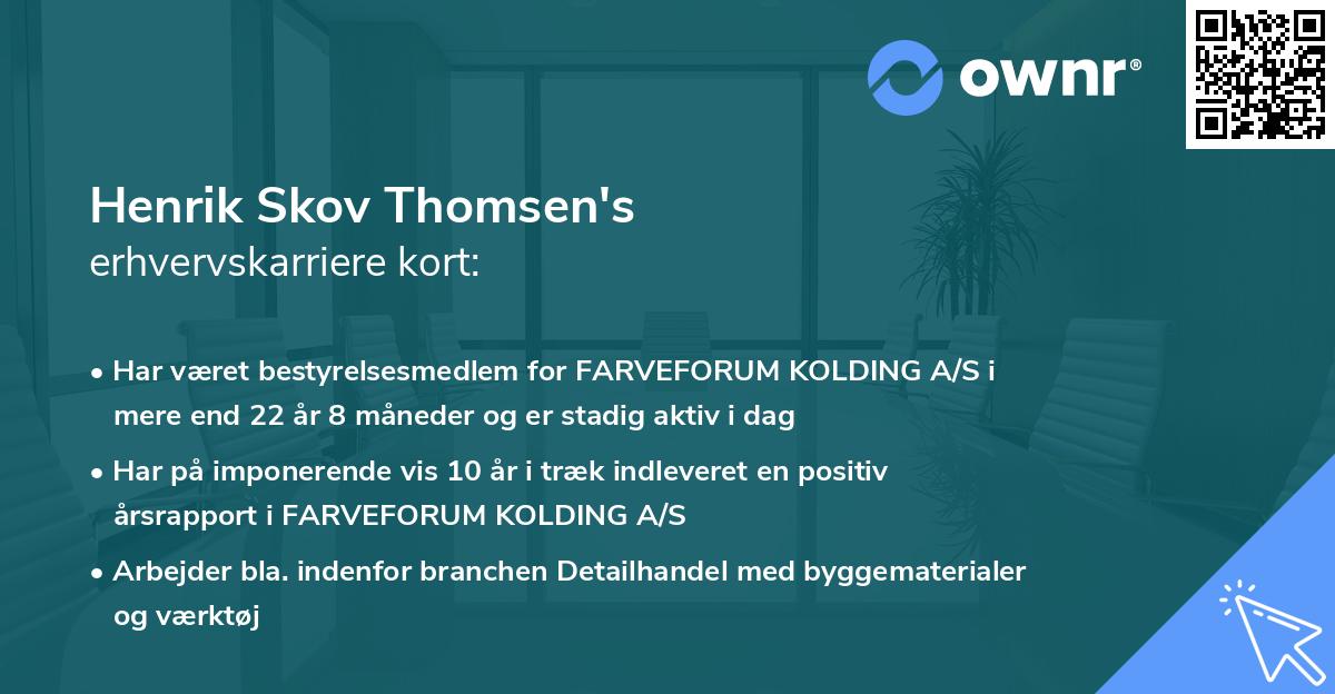 Henrik Skov Thomsen's erhvervskarriere kort