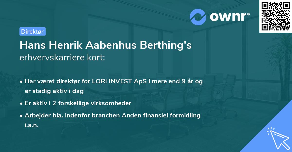 Hans Henrik Aabenhus Berthing's erhvervskarriere kort