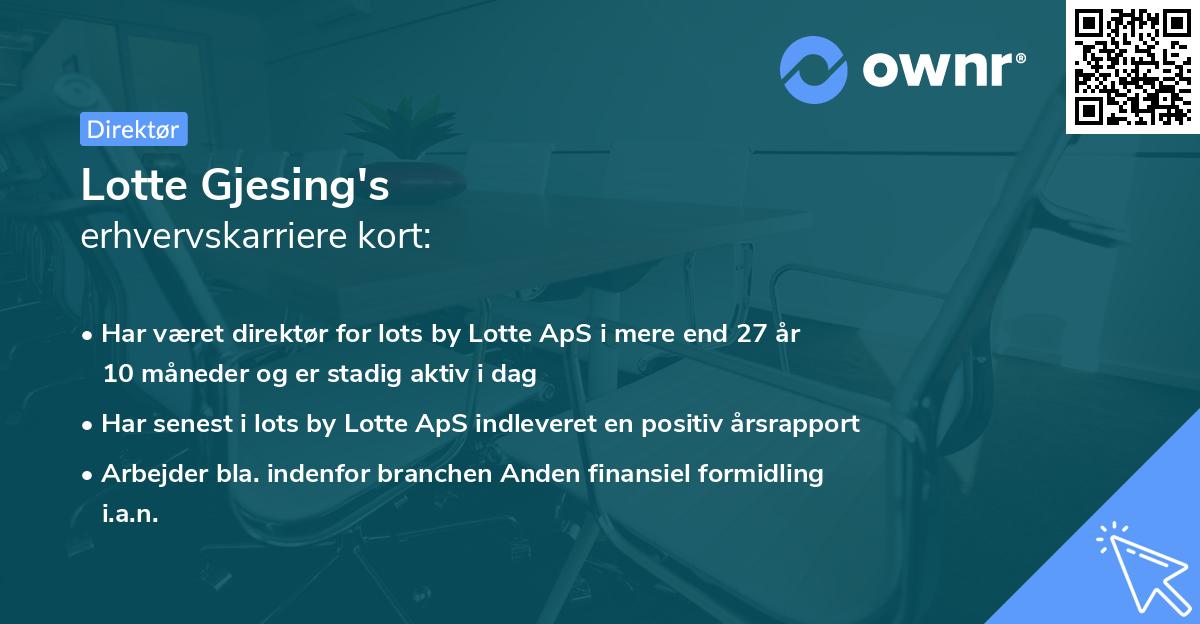 Lotte Gjesing's erhvervskarriere kort