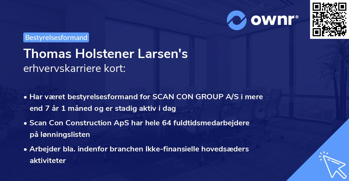 Thomas Holstener Larsen's erhvervskarriere kort