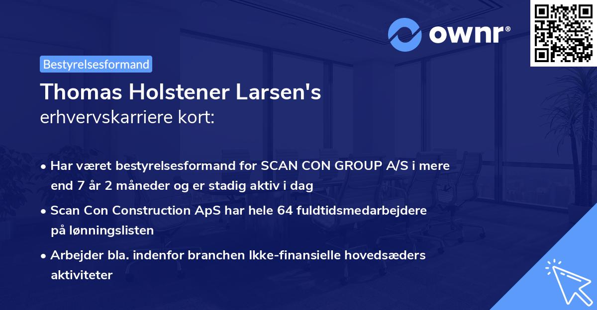 Thomas Holstener Larsen's erhvervskarriere kort
