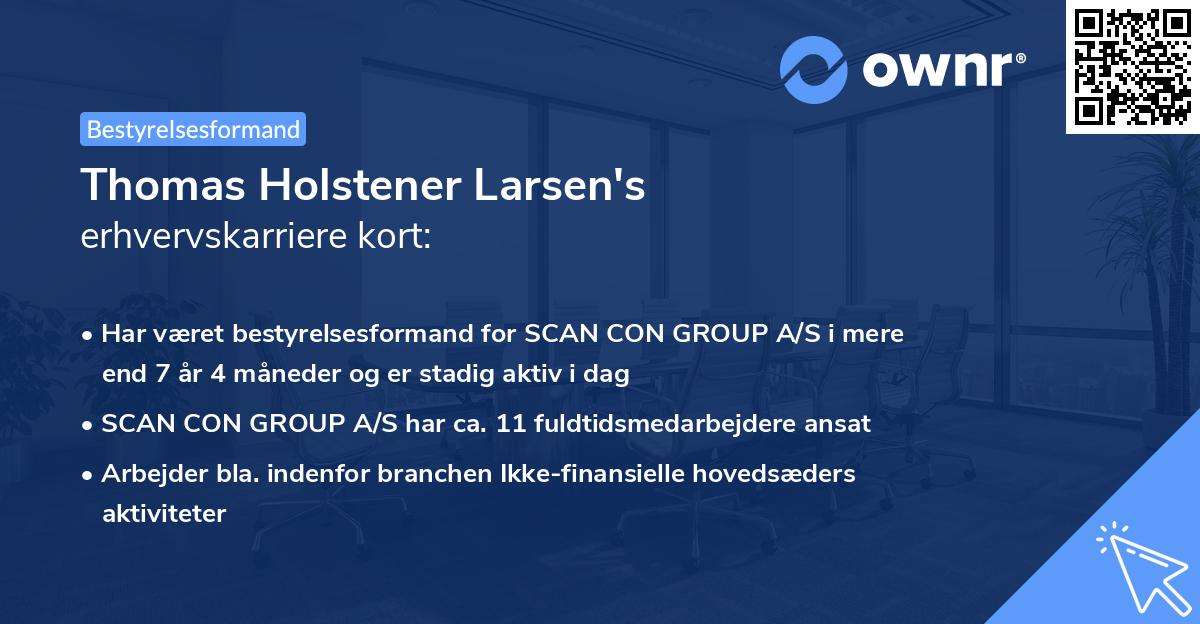 Thomas Holstener Larsen's erhvervskarriere kort