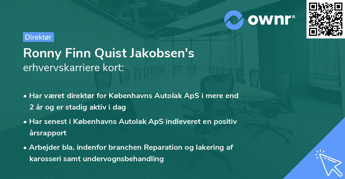 Ronny Finn Quist Jakobsen's erhvervskarriere kort