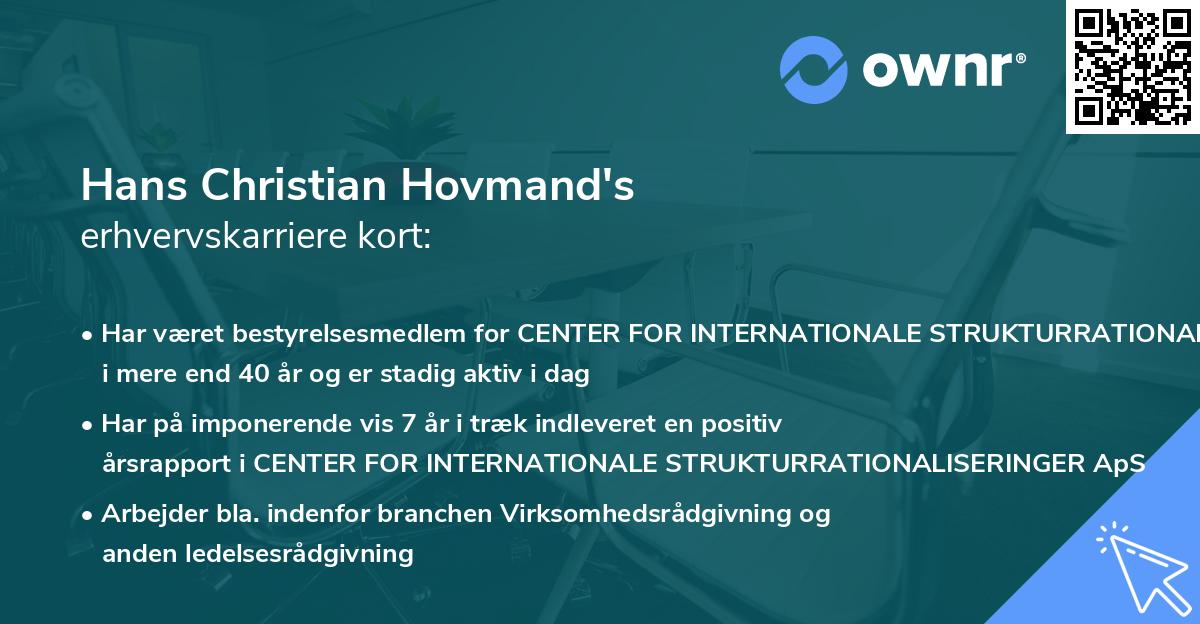Hans Christian Hovmand's erhvervskarriere kort