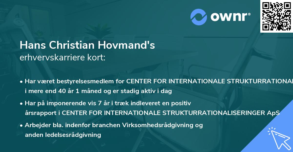 Hans Christian Hovmand's erhvervskarriere kort