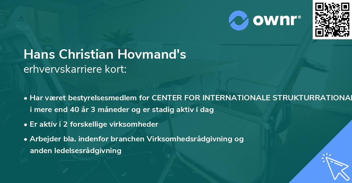 Hans Christian Hovmand's erhvervskarriere kort