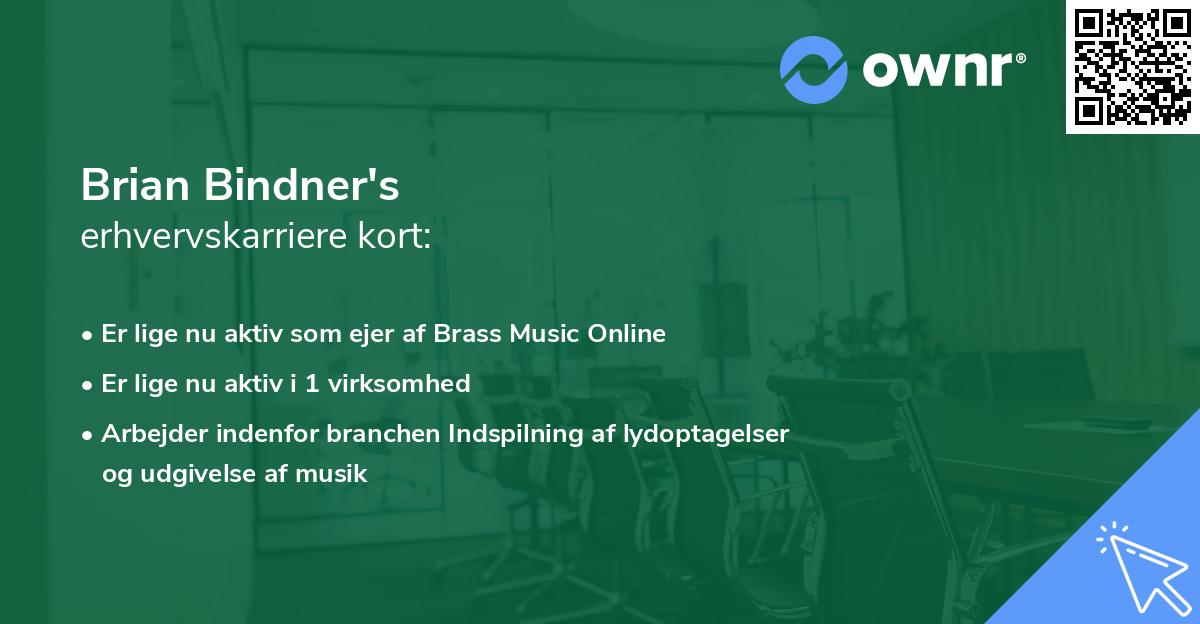 Brian Bindner's erhvervskarriere kort