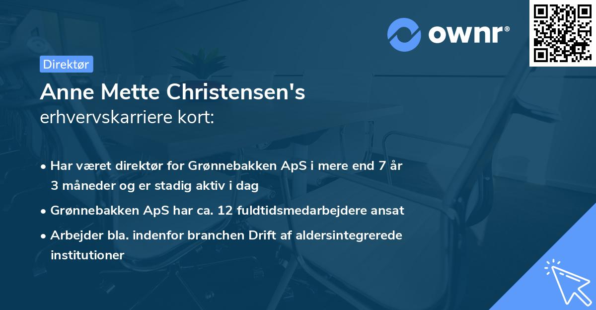 Anne Mette Christensen's erhvervskarriere kort
