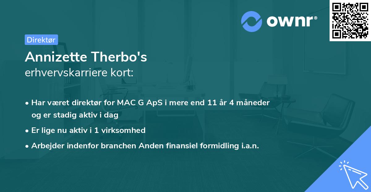 Annizette Therbo's erhvervskarriere kort