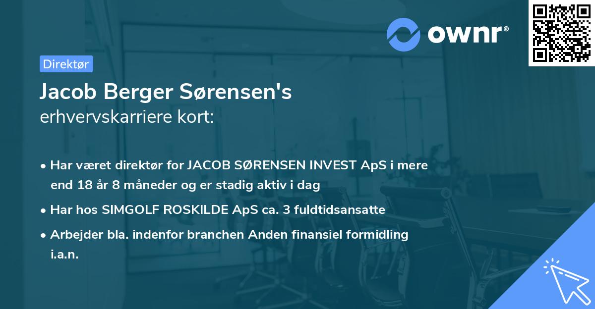 Jacob Berger Sørensen's erhvervskarriere kort