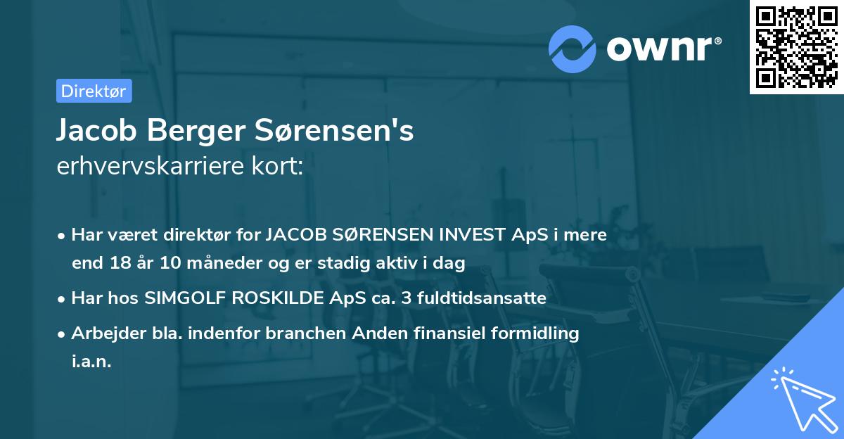 Jacob Berger Sørensen's erhvervskarriere kort