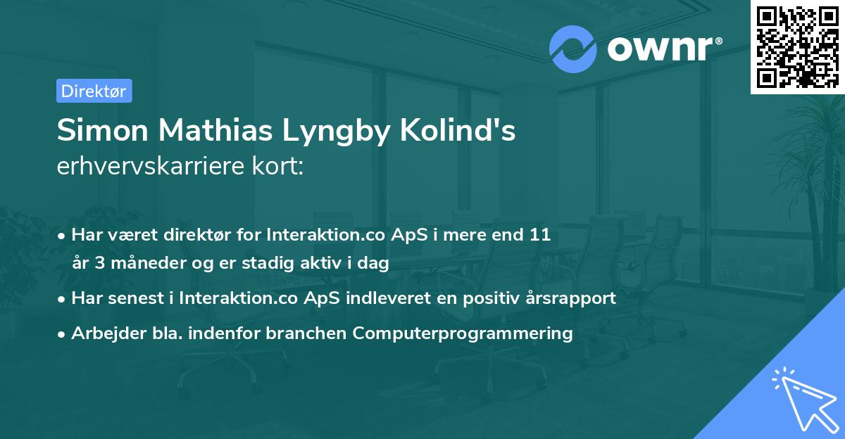 Simon Mathias Lyngby Kolind's erhvervskarriere kort