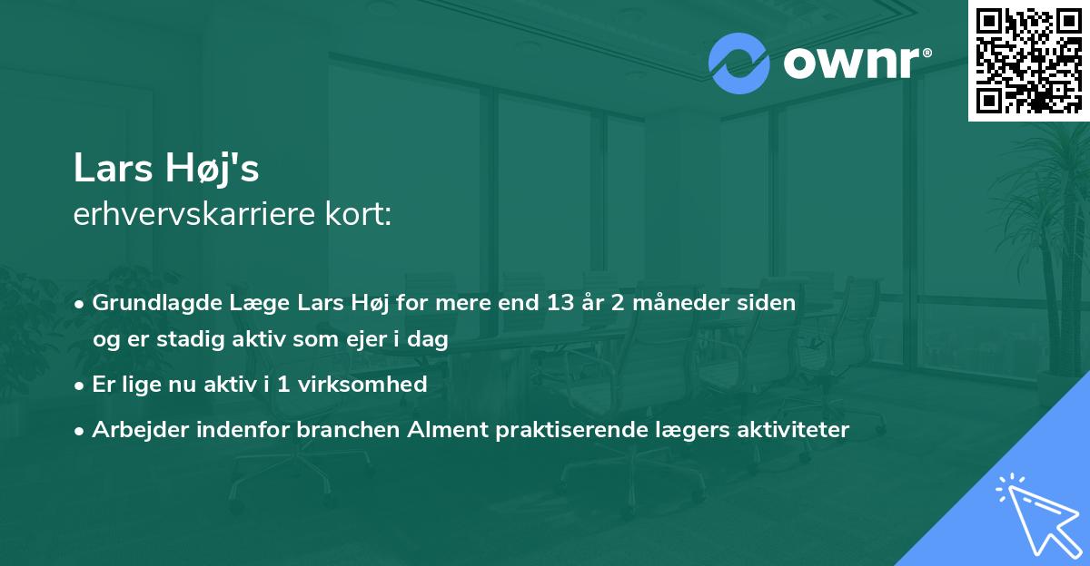 Lars Høj's erhvervskarriere kort