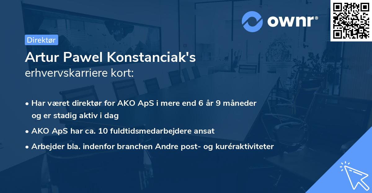Artur Pawel Konstanciak's erhvervskarriere kort
