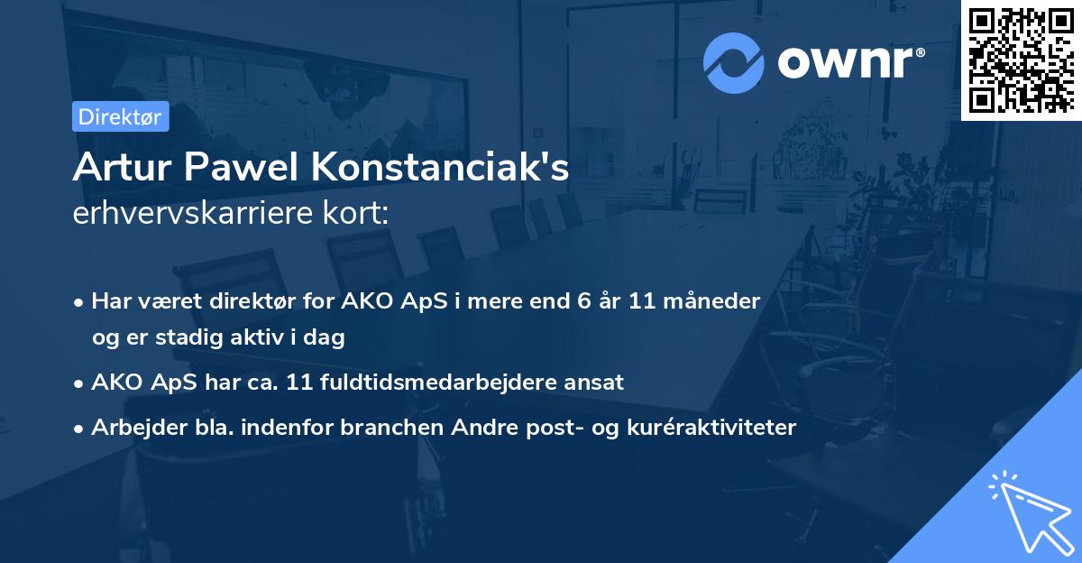 Artur Pawel Konstanciak's erhvervskarriere kort
