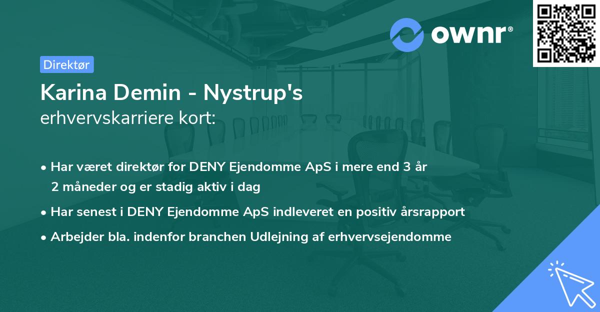 Karina Demin - Nystrup's erhvervskarriere kort
