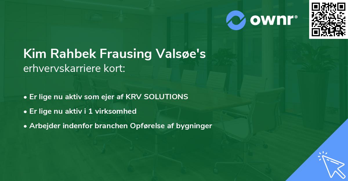 Kim Rahbek Frausing Valsøe's erhvervskarriere kort