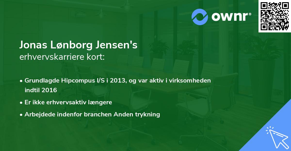 Jonas Lønborg Jensen's erhvervskarriere kort