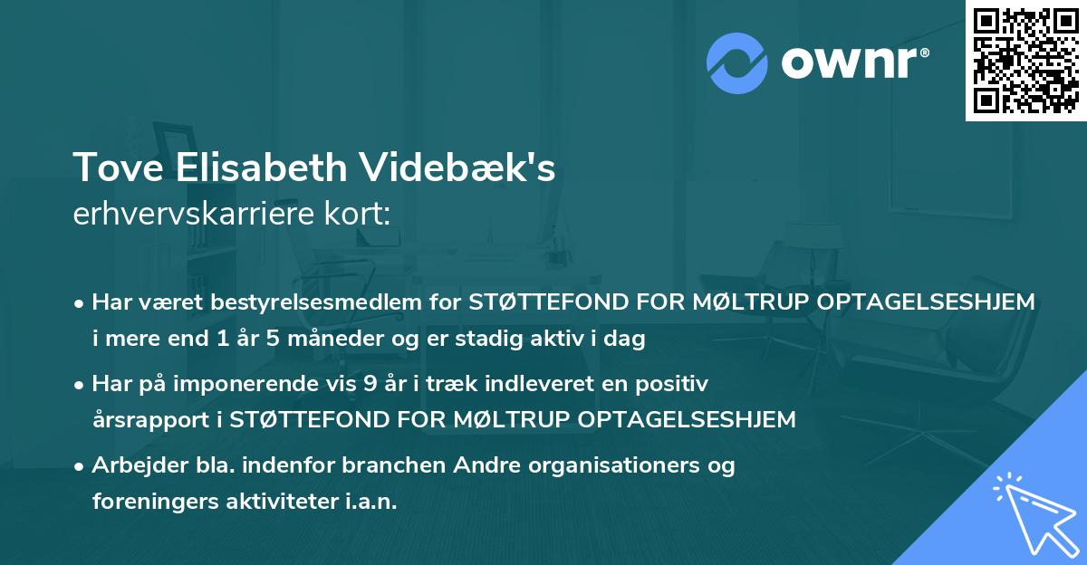 Tove Elisabeth Videbæk's erhvervskarriere kort