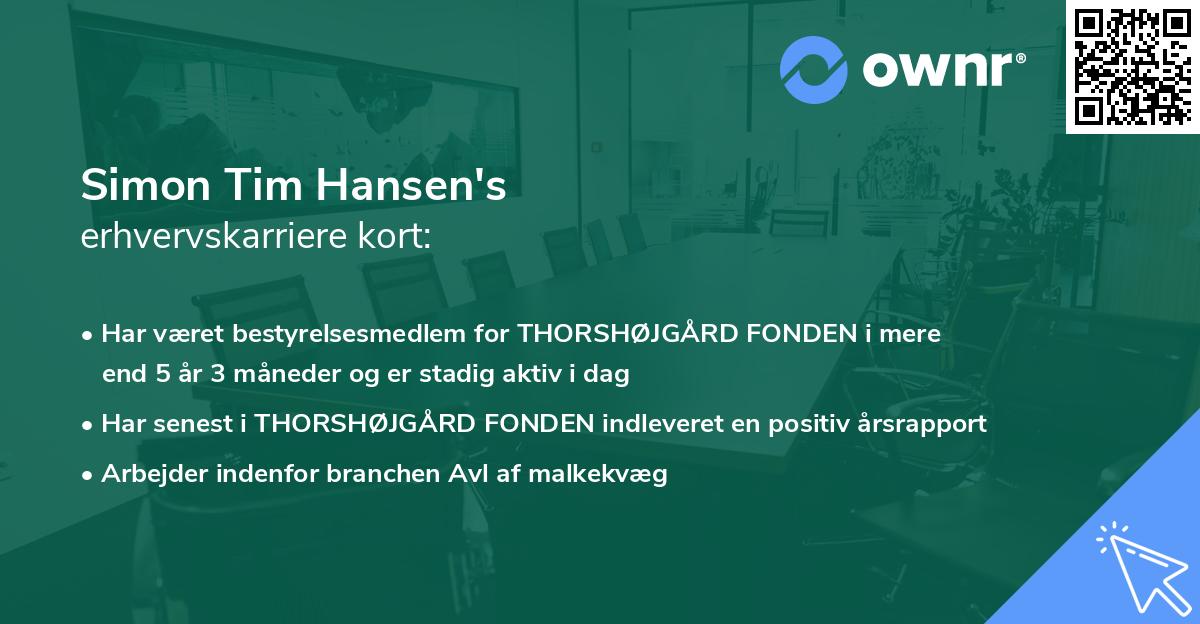 Simon Tim Hansen's erhvervskarriere kort