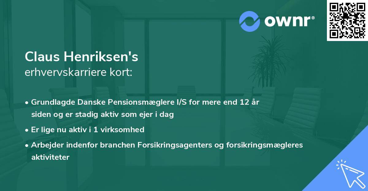 Claus Henriksen's erhvervskarriere kort