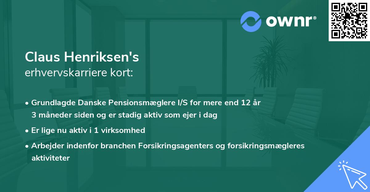 Claus Henriksen's erhvervskarriere kort