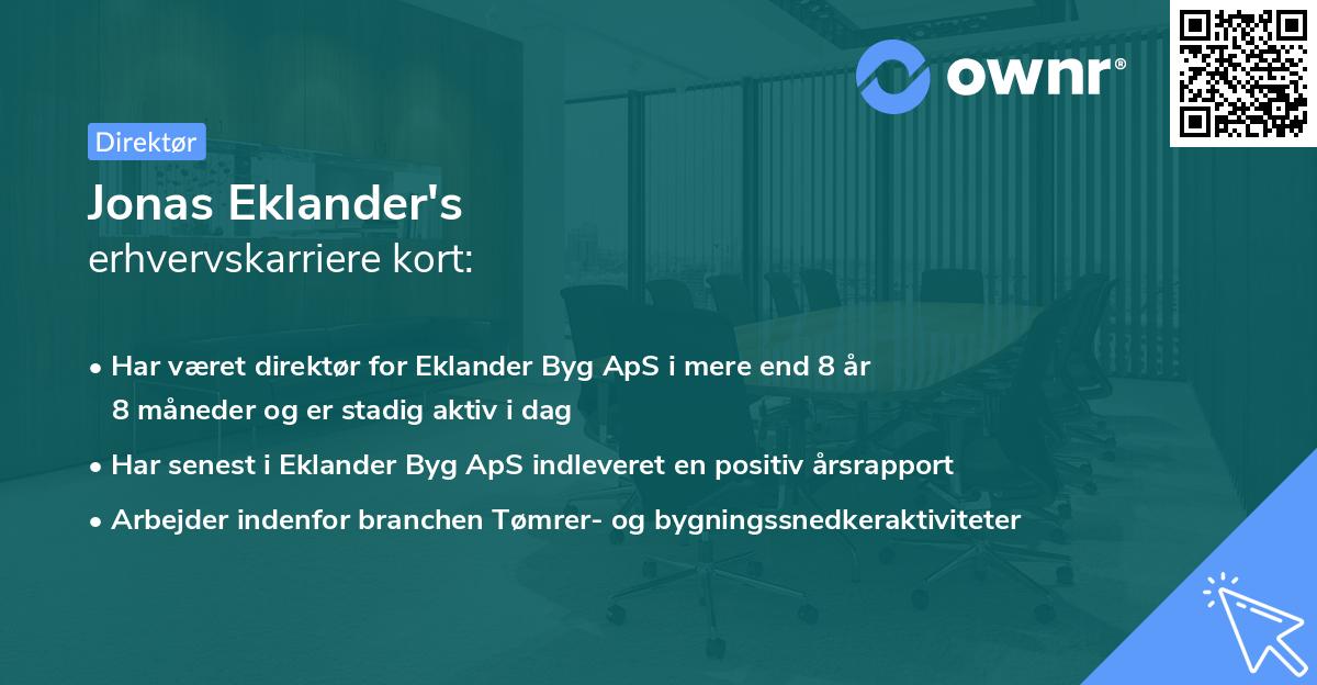 Jonas Eklander's erhvervskarriere kort