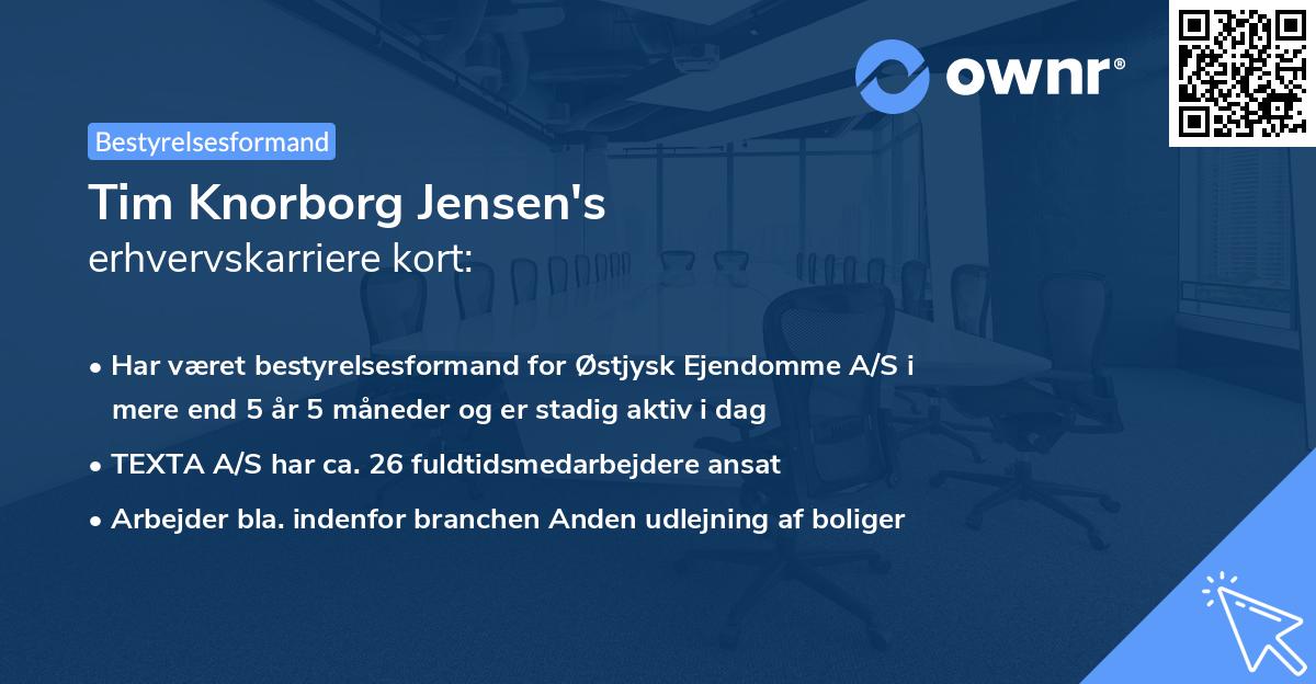 Tim Knorborg Jensen's erhvervskarriere kort