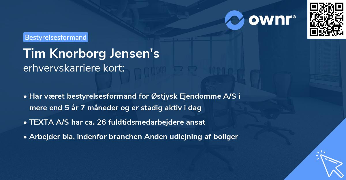 Tim Knorborg Jensen's erhvervskarriere kort