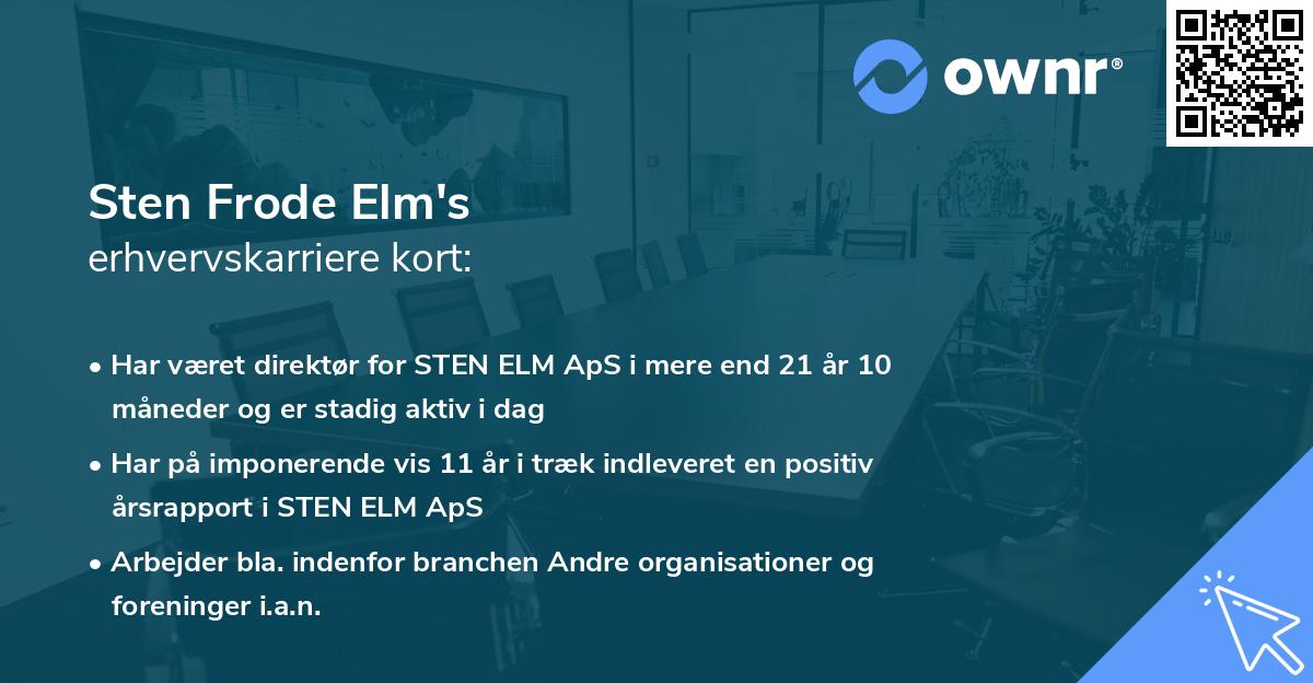 Sten Frode Elm's erhvervskarriere kort