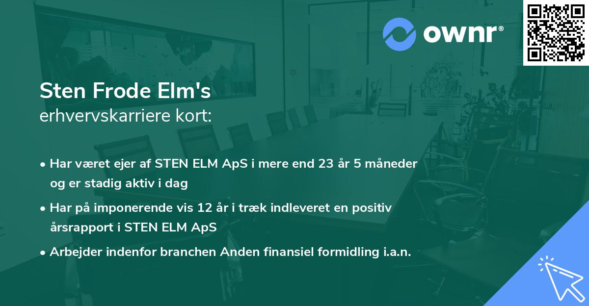 Sten Frode Elm's erhvervskarriere kort