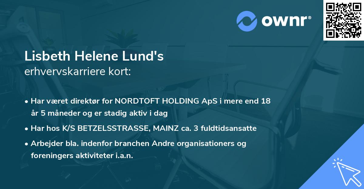 Lisbeth Helene Lund's erhvervskarriere kort