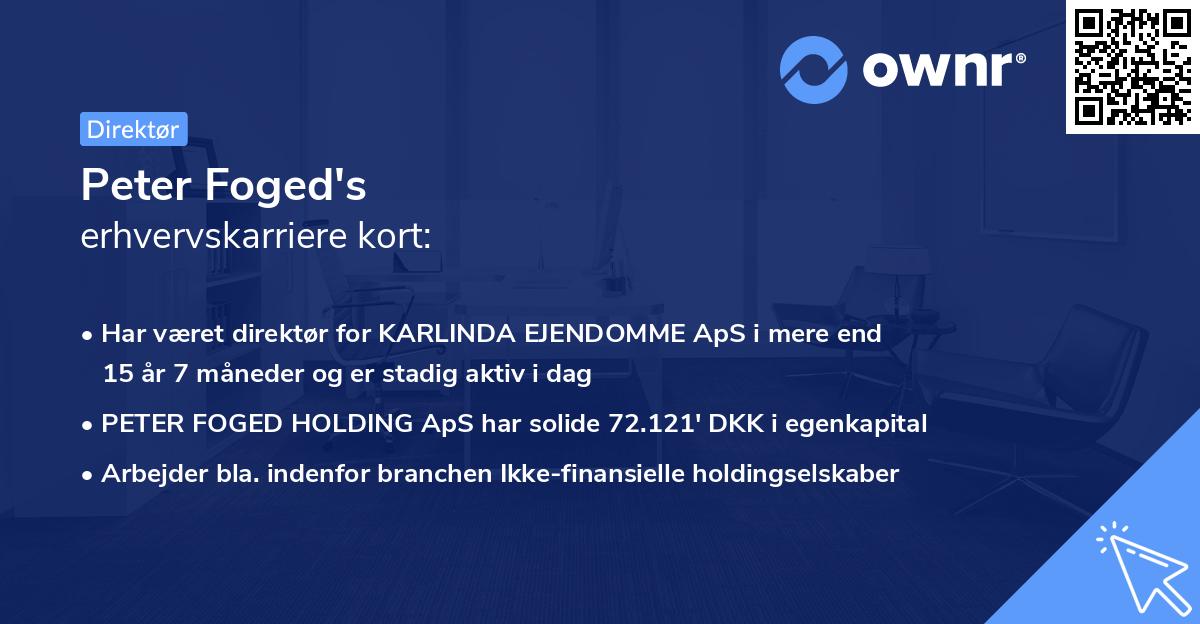 Peter Foged's erhvervskarriere kort