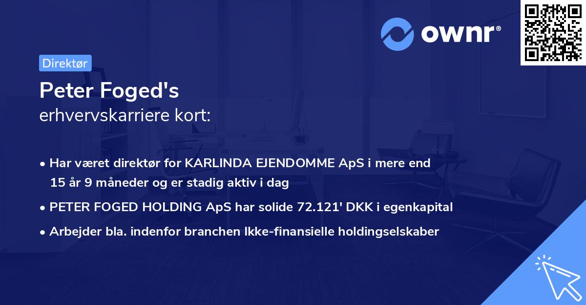 Peter Foged's erhvervskarriere kort