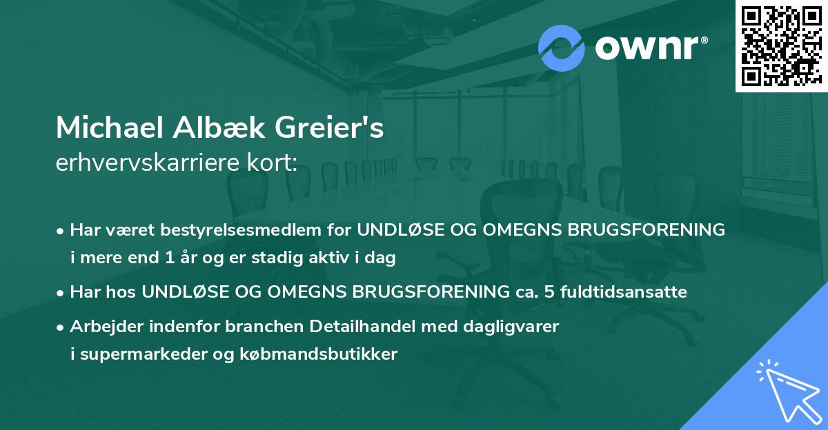 Michael Albæk Greier's erhvervskarriere kort