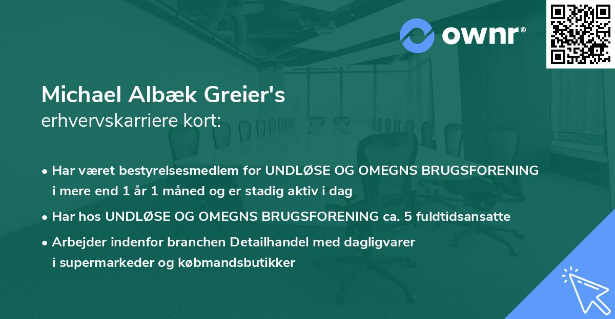 Michael Albæk Greier's erhvervskarriere kort