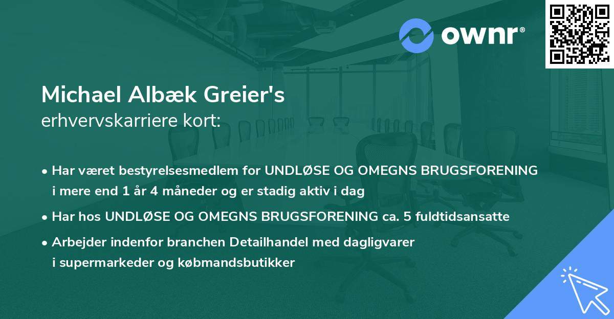 Michael Albæk Greier's erhvervskarriere kort