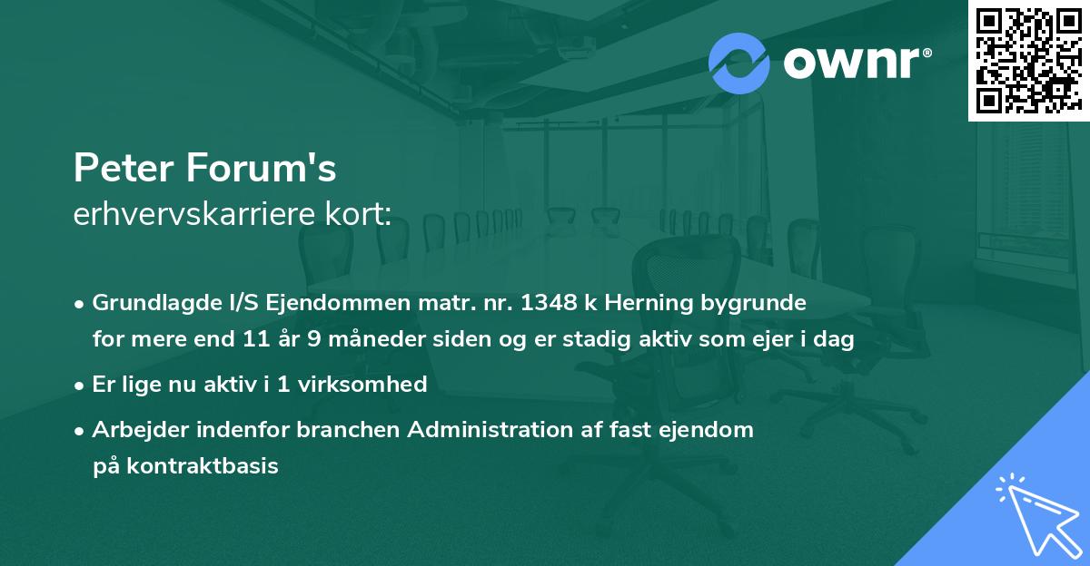 Peter Forum's erhvervskarriere kort