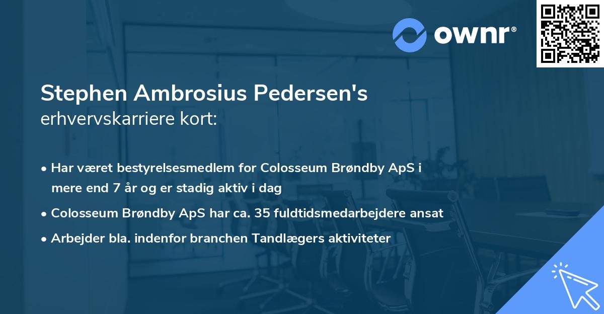Stephen Ambrosius Pedersen's erhvervskarriere kort