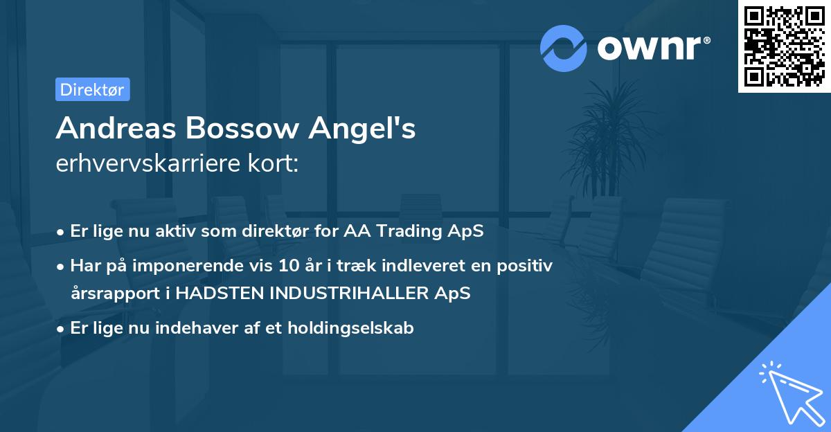 Andreas Bossow Angel's erhvervskarriere kort