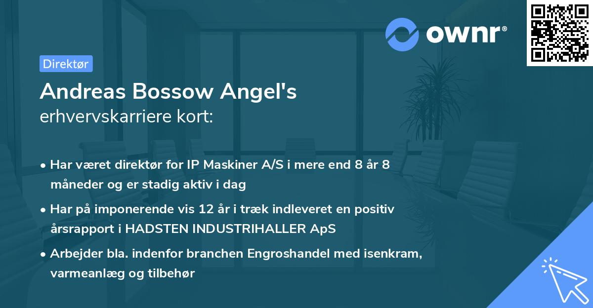 Andreas Bossow Angel's erhvervskarriere kort