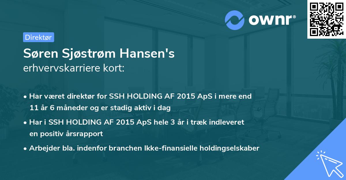 Søren Sjøstrøm Hansen's erhvervskarriere kort