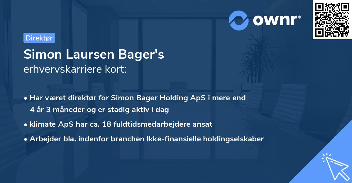 Simon Laursen Bager's erhvervskarriere kort