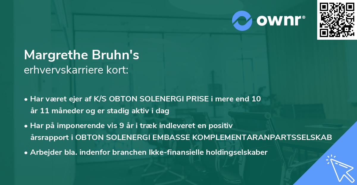 Margrethe Bruhn's erhvervskarriere kort
