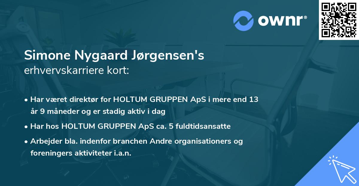 Simone Nygaard Jørgensen's erhvervskarriere kort