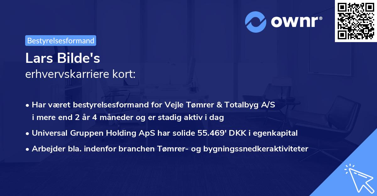 Lars Bilde's erhvervskarriere kort