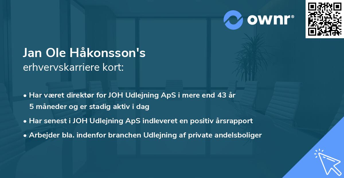 Jan Ole Håkonsson's erhvervskarriere kort