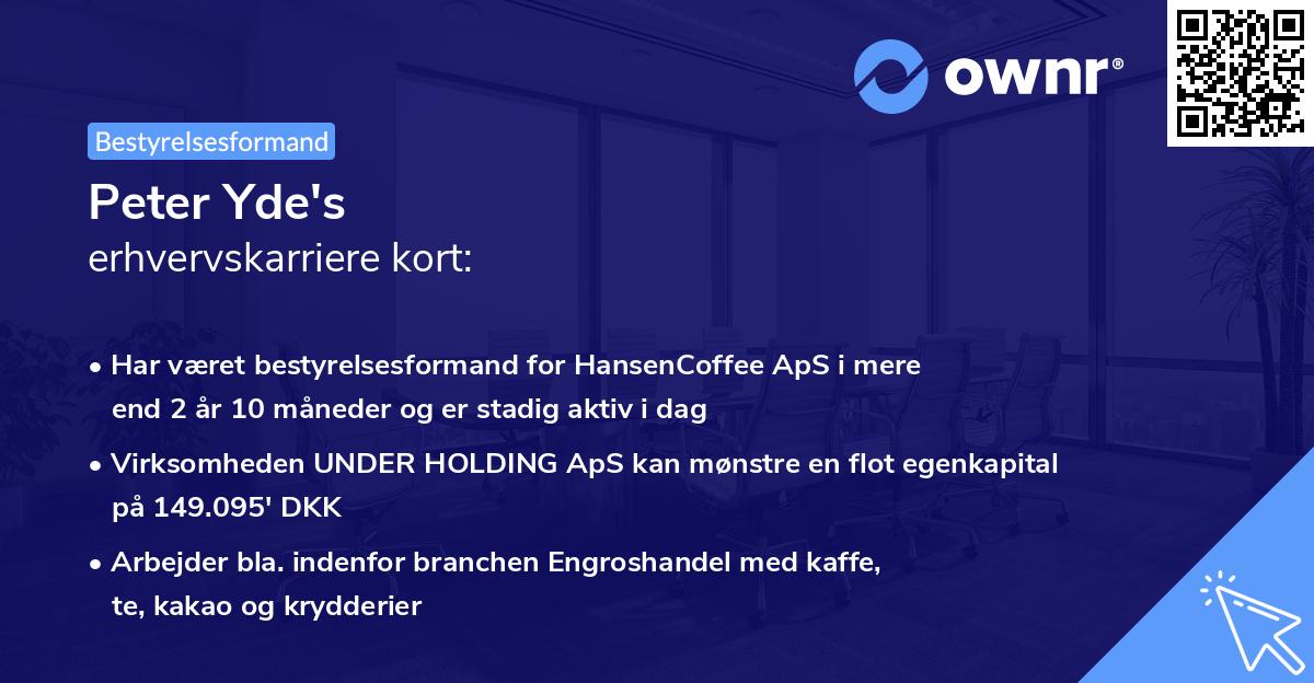 Peter Yde's erhvervskarriere kort
